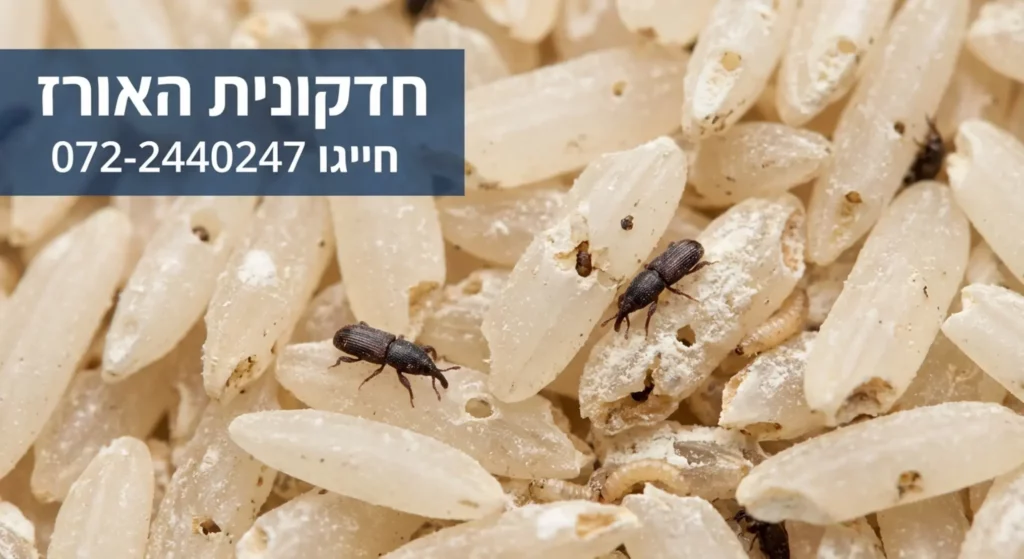 חרקי טפילים קטנים אוכלים גרגירי אורז.