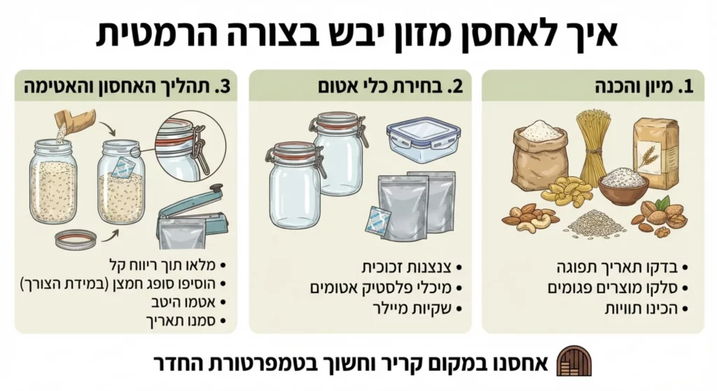 איך לאחסן מזון יבש בצורה נכונה, למניעת מזיקים.