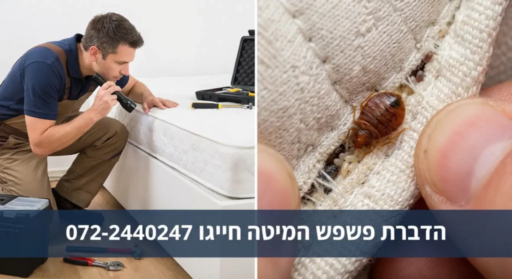 מדביר בודק מזרון, מראה פשפשים וביצים.