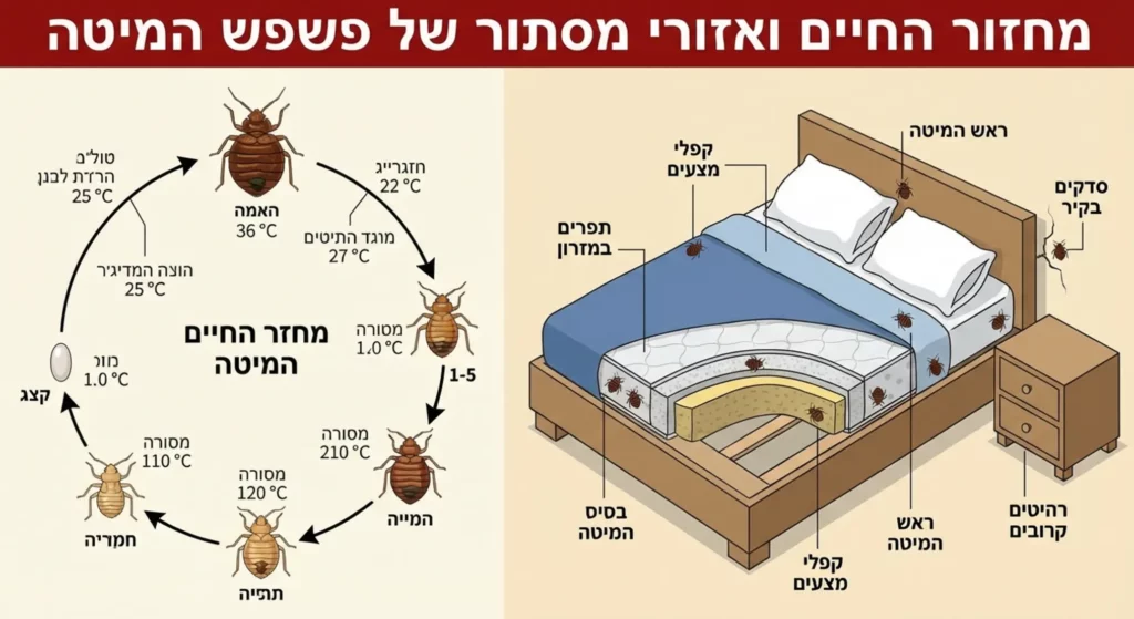 מעגל חיי פשפש המיטה ודרכי הדברה: מניעת ותחקור נגע פשפשים.