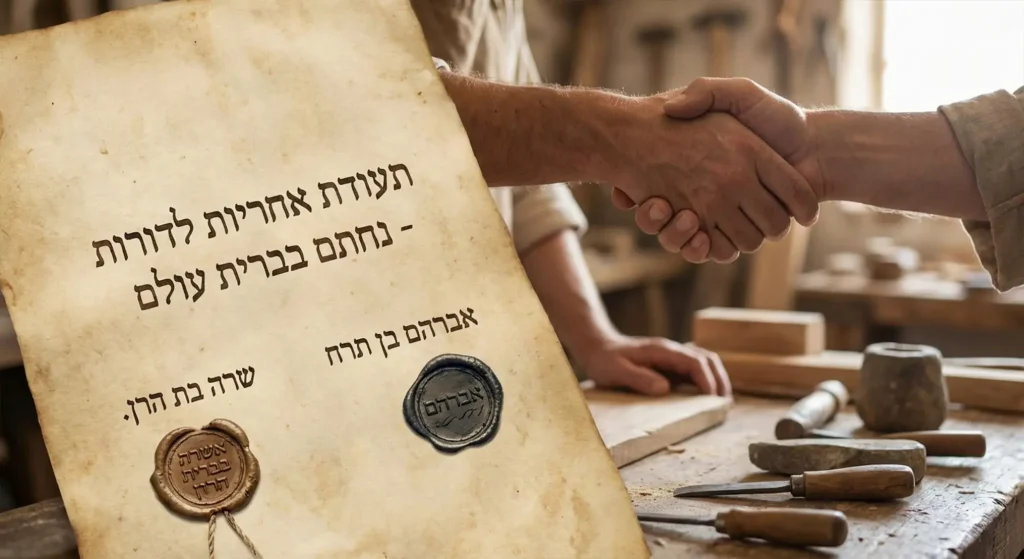 עסקת כריתת ברית, נחתמת בכתב, נרמז על הדברה.