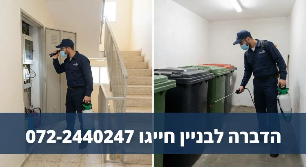 מדביר בוחן לוח חשמל ומרסס ליד פחי אשפה, טלפון 072-3975162.