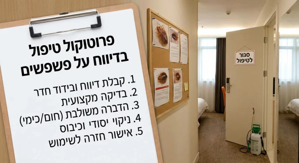 פרוטוקול טיפול בדיווח על פשפשים, כולל שירותי הדברה.