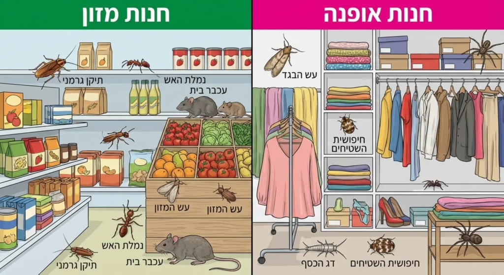 קלקטס, עכבישים, חרקים במזון ובבגדים, דג הכסף, הדברה.