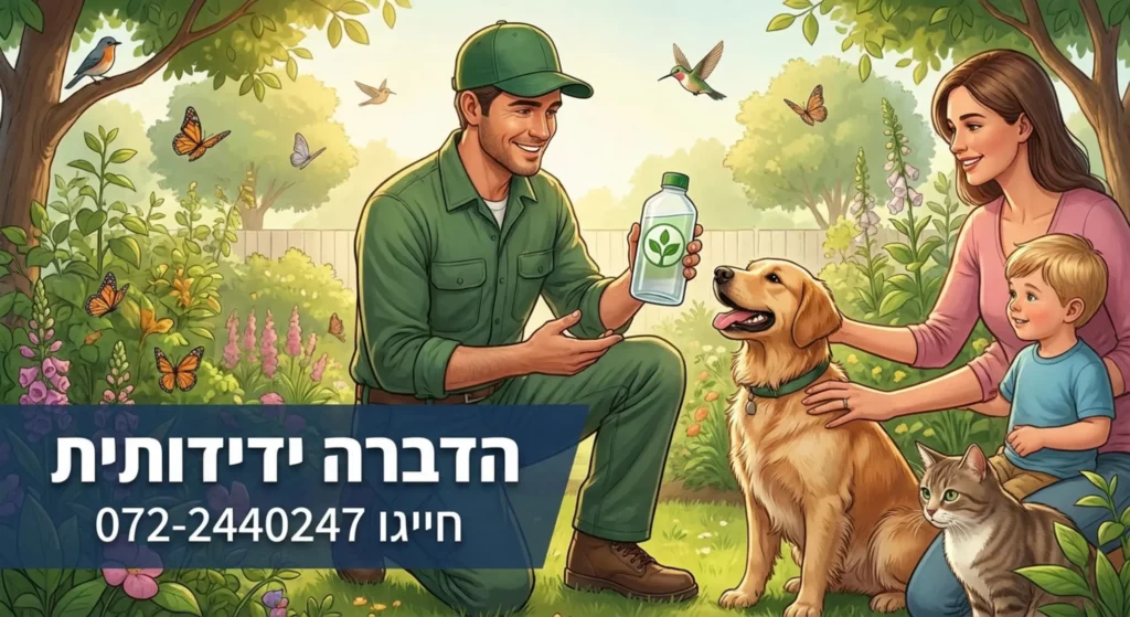 גנן מציע לבחור בקבוק עם סמל טבע, משפחה וחיות מחמד בגינה.