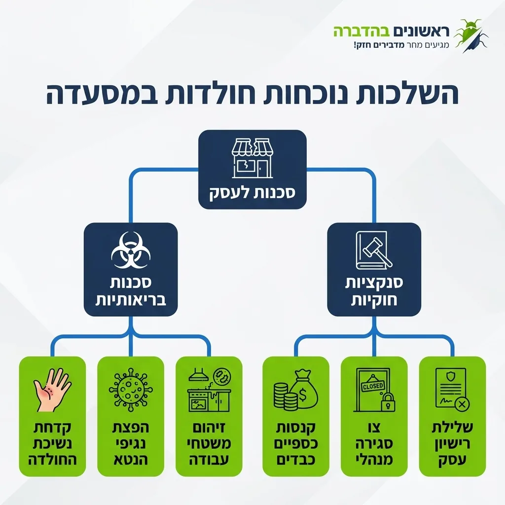 אינפוגרפיקה — השלכות נוכחות חולדות במסעדה: סכנות לעסק