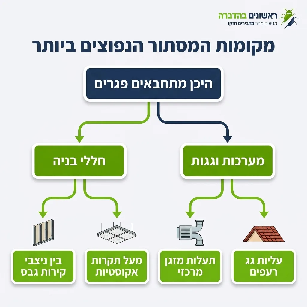 אינפוגרפיקה — מקומות המסתור הנפוצים ביותר: היכן מתחבאים פגרים