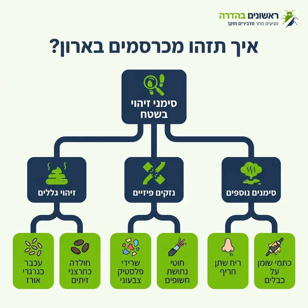 אינפוגרפיקה — איך תזהו מכרסמים בארון?: סימני זיהוי בשטח